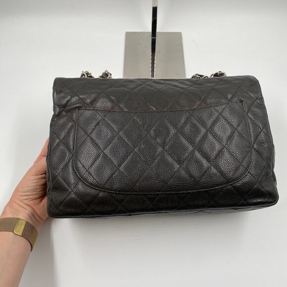 Chanel Jumbo Single Flap Caviar Bag Leather Brown Classic SHW Silver Hardware - Picture 14 of 16